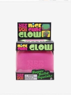 Needoh Nice Cube Glow Super Solid Squish - Bright Pink